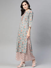 Women Cotton Green Ethnic Motifs Printed Straight Kurta Trousers And Dupatta Set